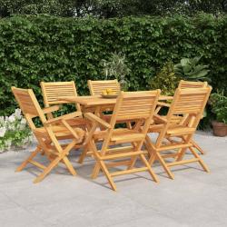 Ensemble &agrave; manger de 7 pcs Bois de teck solide