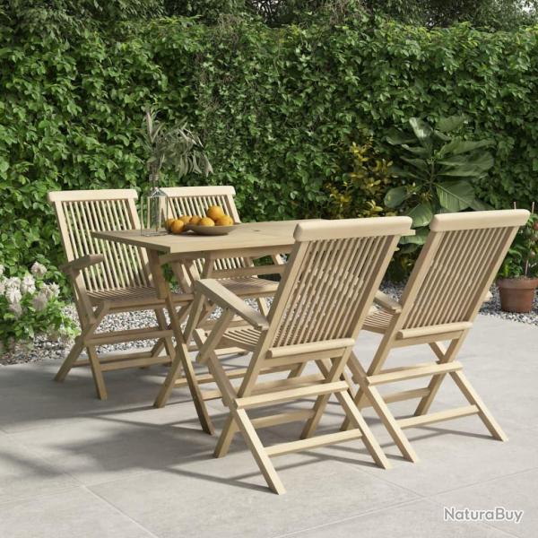 Salon de 5 pcs gris bois de teck massif