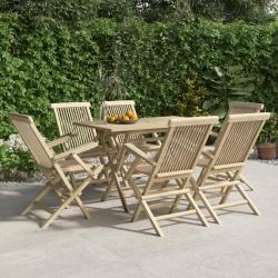 Salon de 7 pcs gris bois de teck solide