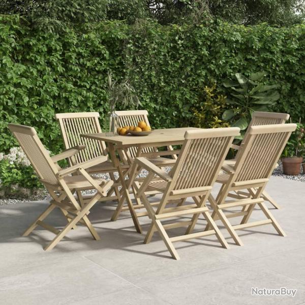 Salon de 7 pcs gris bois de teck solide