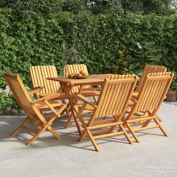 Chaises pliantes, 6 pi�ces, en bois de teck massif, pour le jardin, 61 � 67 � 90 cm
