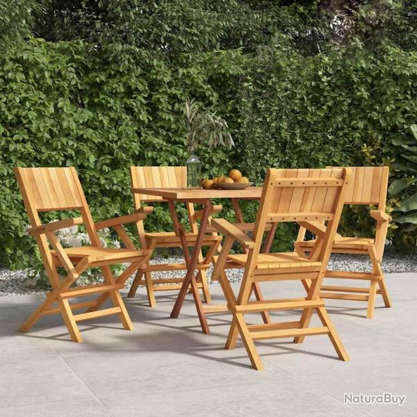 Chaises pliantes, 4 pi�ces, en bois de teck massif, 55 � 61 � 90 cm
