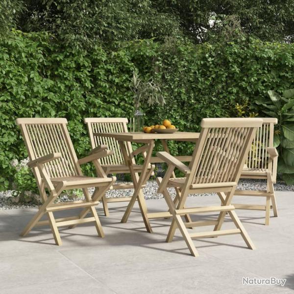 Chaises de pliantes lot de 4 gris 56x61x89 cm bois teck
