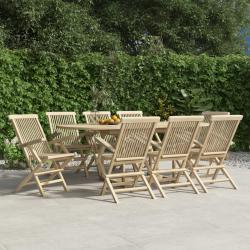 Chaises de pliantes lot de 8 gris 56x61x89 cm bois teck