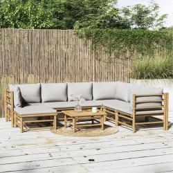 Salon de 8 pcs avec coussins gris clair bambou
