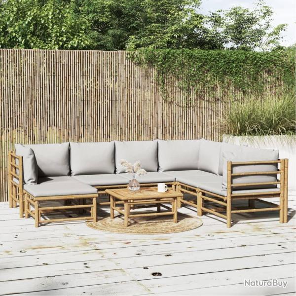 Salon de 8 pcs avec coussins gris clair bambou