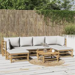 Salon de 7 pcs avec coussins gris clair bambou
