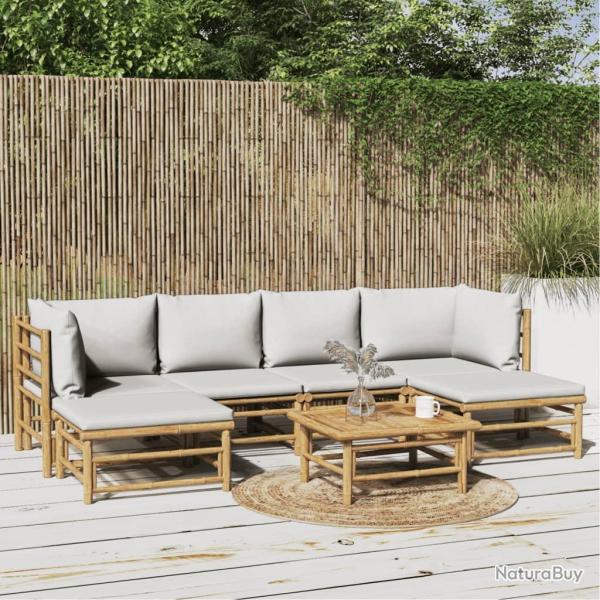 Salon de 7 pcs avec coussins gris clair bambou