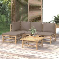 Salon de 5 pcs avec coussins taupe bambou