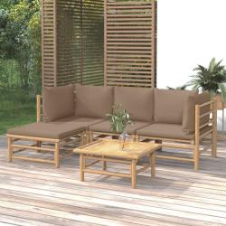 Salon de 5 pcs avec coussins taupe bambou
