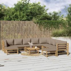 Salon de 11 pcs avec coussins taupe bambou