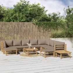 Salon de 12 pcs avec coussins taupe bambou