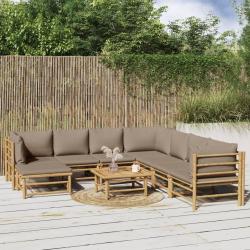 Salon de 9 pcs avec coussins taupe bambou