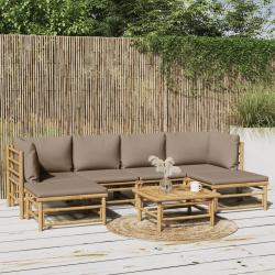 Salon de 7 pcs avec coussins taupe bambou