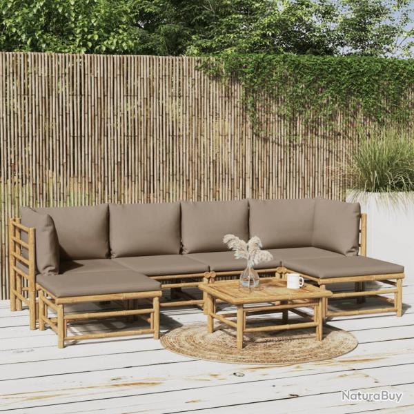 Salon de 7 pcs avec coussins taupe bambou