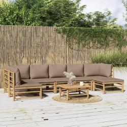 Salon de 8 pcs avec coussins taupe bambou