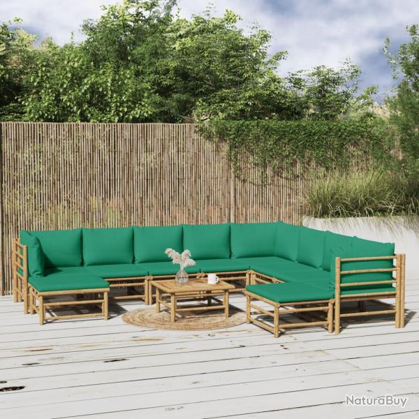 Salon de 11 pcs avec coussins vert bambou