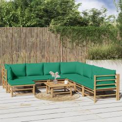 Salon de 9 pcs avec coussins vert bambou