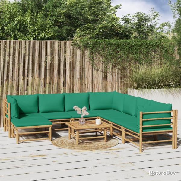 Salon de 9 pcs avec coussins vert bambou