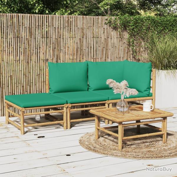 Salon de 3 pcs avec coussins vert bambou