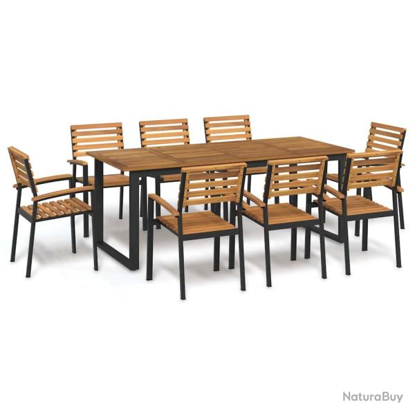 Ensemble � manger de 9 pcs bois d'acacia solide et m�tal
