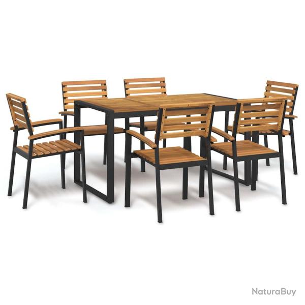 Ensemble � manger de 7 pcs bois d'acacia solide et m�tal