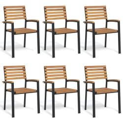 Chaises de empilables lot de 6 bois d'acacia et m&eacute;tal
