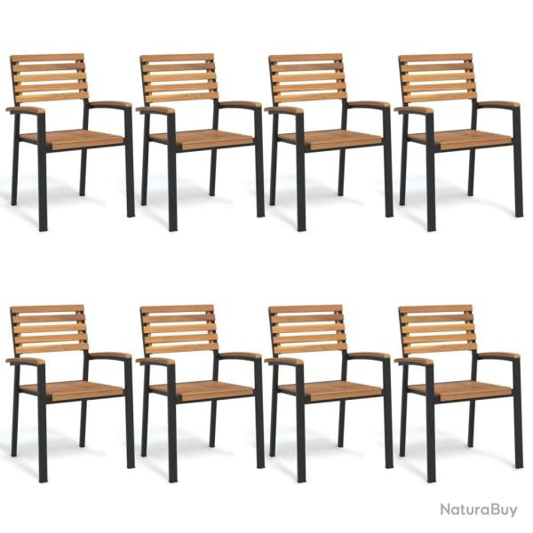 Chaises de empilables lot de 8 bois d'acacia et m�tal