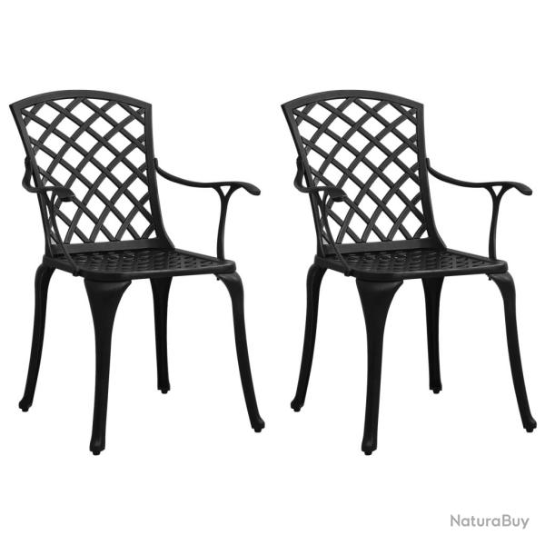 Chaises de lot de 2 Aluminium coul� Noir