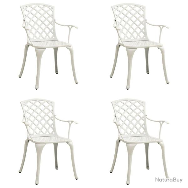 Chaises de lot de 4 Aluminium coul� Blanc