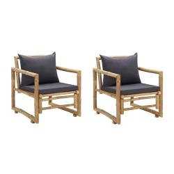 Chaises de avec coussins lot de 2 Bambou