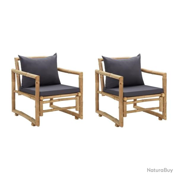 Chaises de avec coussins lot de 2 Bambou