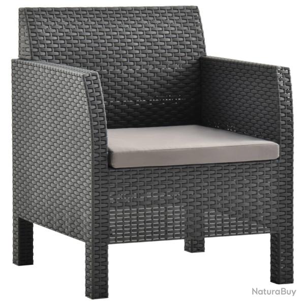 Chaise de avec coussin Anthracite 63x65x76 cm PP Rotin