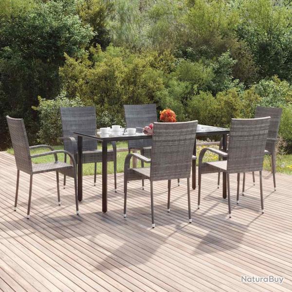 Ensemble � manger de 7 pcs Gris R�sine tress�e