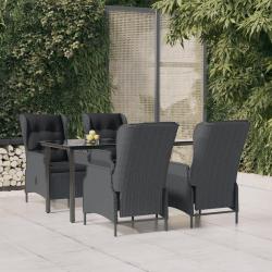 Ensemble &agrave; manger de 5 pcs Gris fonc&eacute; R&eacute;sine tress&eacute;e