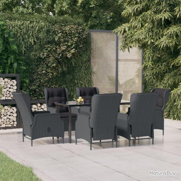 Ensemble � manger de 7 pcs Gris fonc� R�sine tress�e