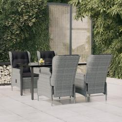 Ensemble &agrave; manger de 5 pcs Gris clair R&eacute;sine tress&eacute;e
