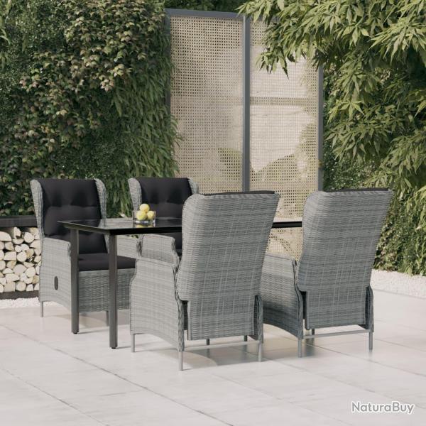 Ensemble � manger de 5 pcs Gris clair R�sine tress�e