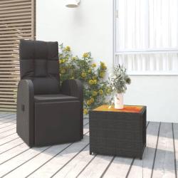 Ensemble de salon de 2 pcs noir poly rotin et acacia