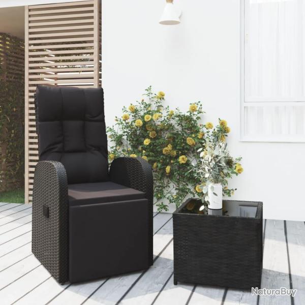 Ensemble de salon de 2 pcs noir poly rotin et acier