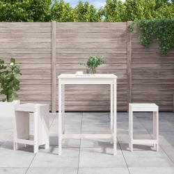 Ensemble de bar de 3 pcs blanc bois de pin massif