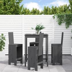 Ensemble de bar de 5 pcs gris bois de pin massif