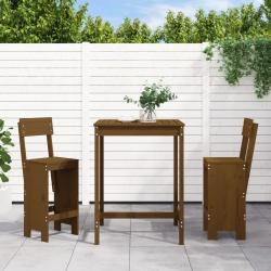 Ensemble de bar de 3 pcs marron miel bois pin massif