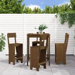 Ensemble de bar de 5 pcs marron miel bois de pin massif