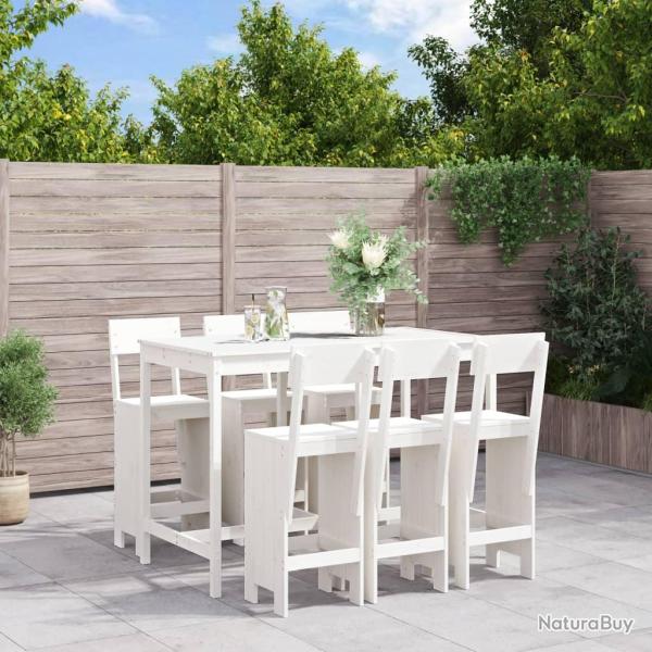 Ensemble de bar de 7 pcs blanc bois de pin massif