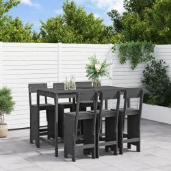Ensemble de bar de 7 pcs gris bois de pin massif