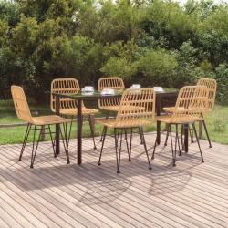 Ensemble &agrave; manger de 7 pi&egrave;ces, r&eacute;sine tress&eacute;e, pour le jardin