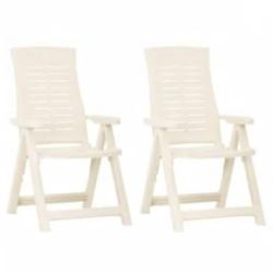 Chaises inclinables de lot de 2 Plastique Blanc