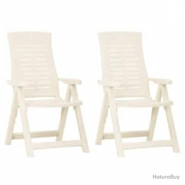Chaises inclinables de lot de 2 Plastique Blanc