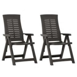 Chaises inclinables de lot de 2 Plastique Anthracite